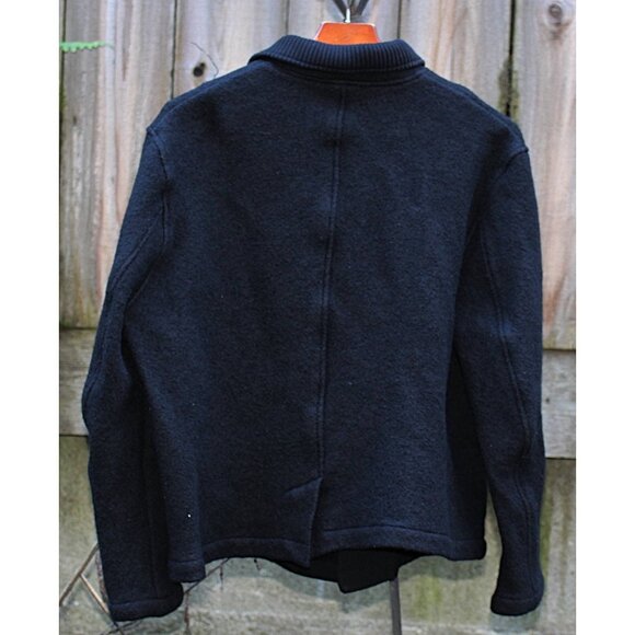 COS Boiled Wool Chore Jacket with Rib Knit Collar, Black, XL - Picture 4 of 9